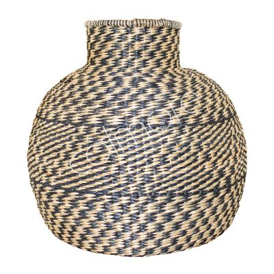 Decorative vase natural/black seagrass 52x52x48