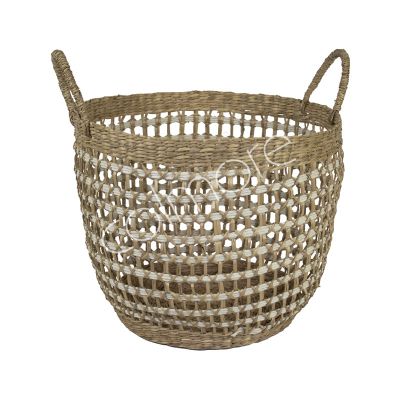 Basket natural/white seagrass 30x30x32