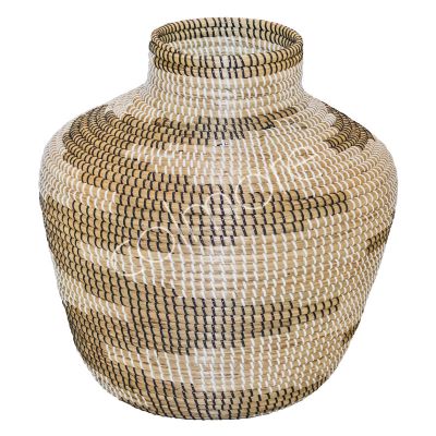 Basket black/white seagrass 46x46x50