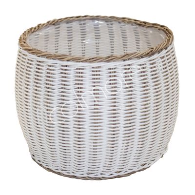 Basket white poly rattan 30x30x22